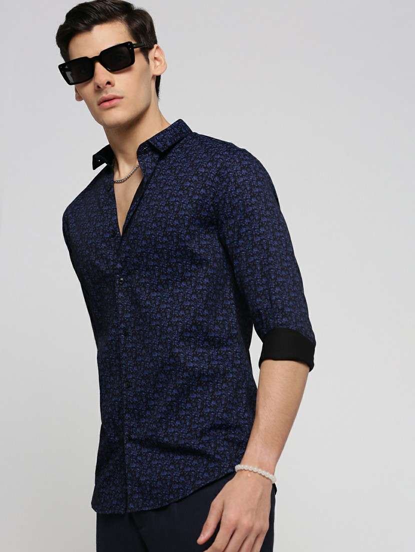 black cotton blend casual shirt - 20598777 - Standard Image - 3