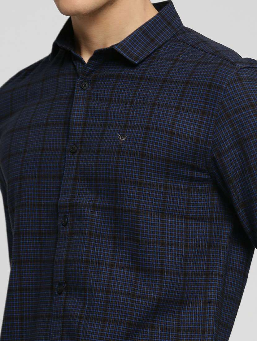 navy blue cotton blend casual shirt - 20598781 -  Standard Image - 5