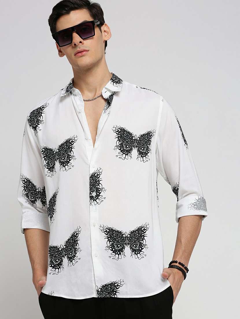 white cotton blend casual shirt - 20598792 -  Standard Image - 3