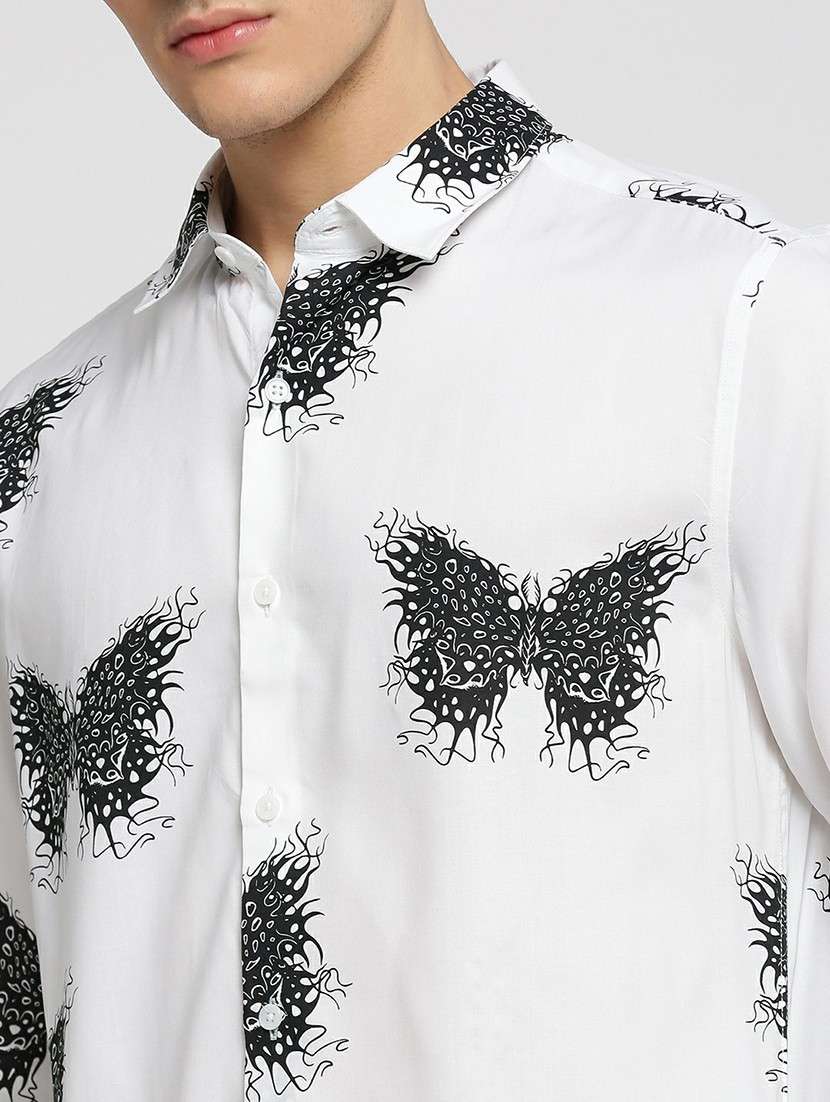 white cotton blend casual shirt - 20598792 -  Standard Image - 5
