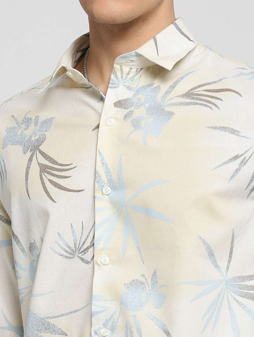 cream cotton blend casual shirt - 20598794 -  Standard Image - 5