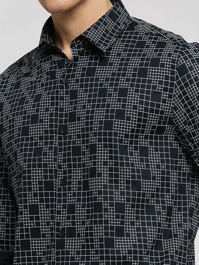 navy blue cotton blend casual shirt - 20598795 -  Standard Image - 5