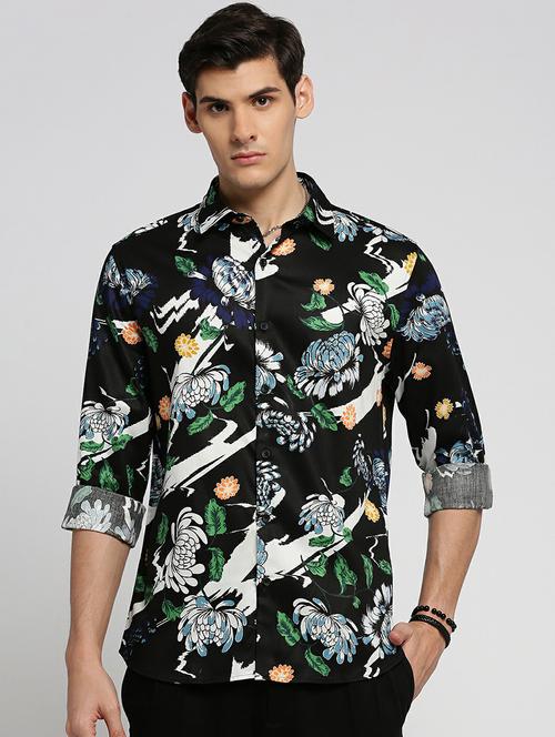black cotton blend casual shirt - 20598796 - Standard Image - 0