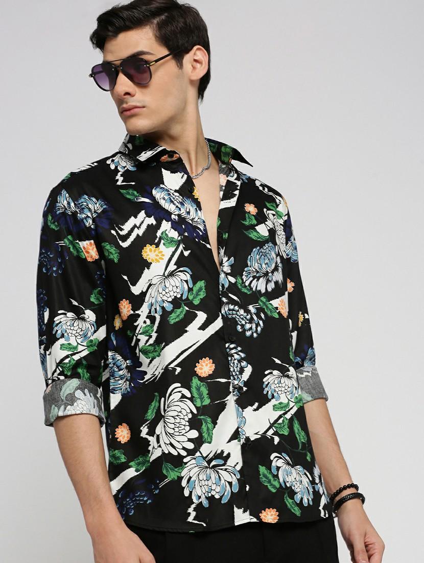 black cotton blend casual shirt - 20598796 - Standard Image - 3