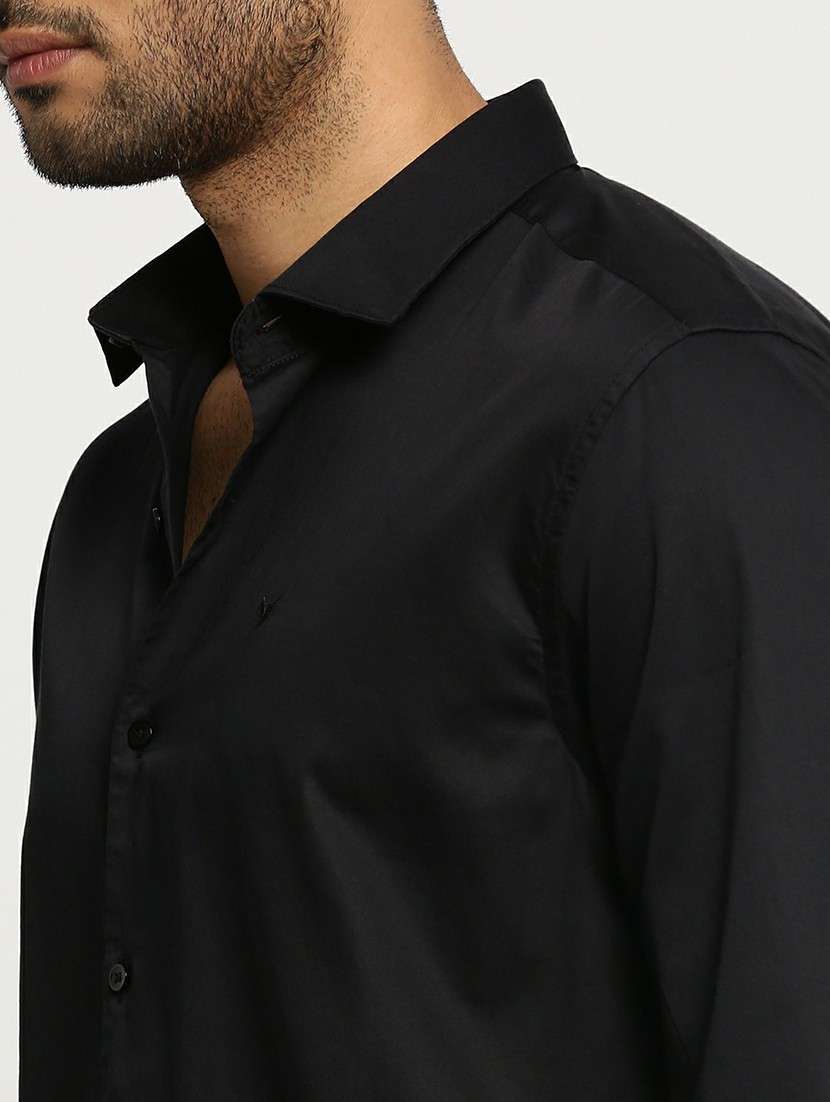 black cotton blend casual shirt - 20598798 - Standard Image - 5