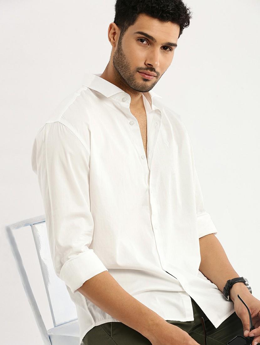 white cotton blend casual shirt - 20598800 - Standard Image - 3