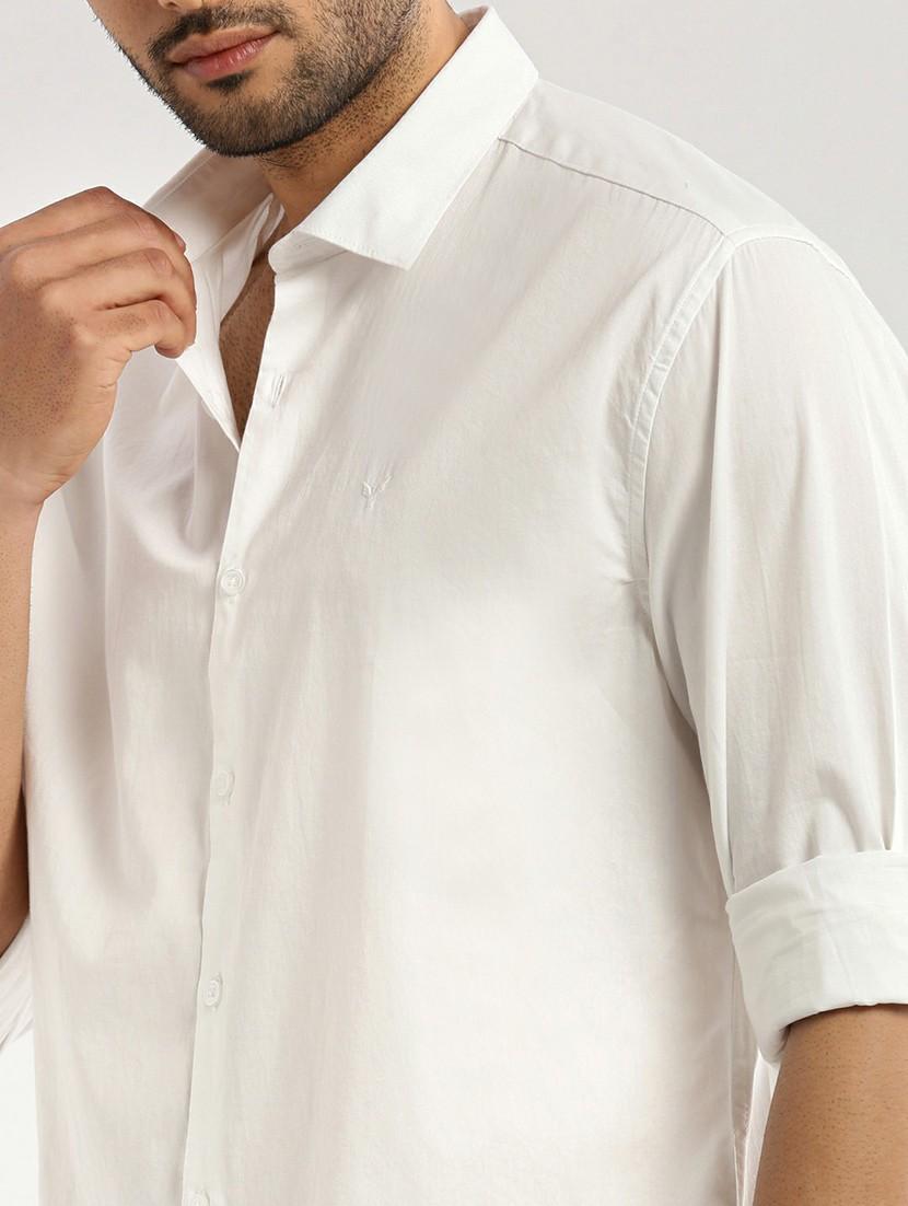 white cotton blend casual shirt - 20598800 - Standard Image - 5