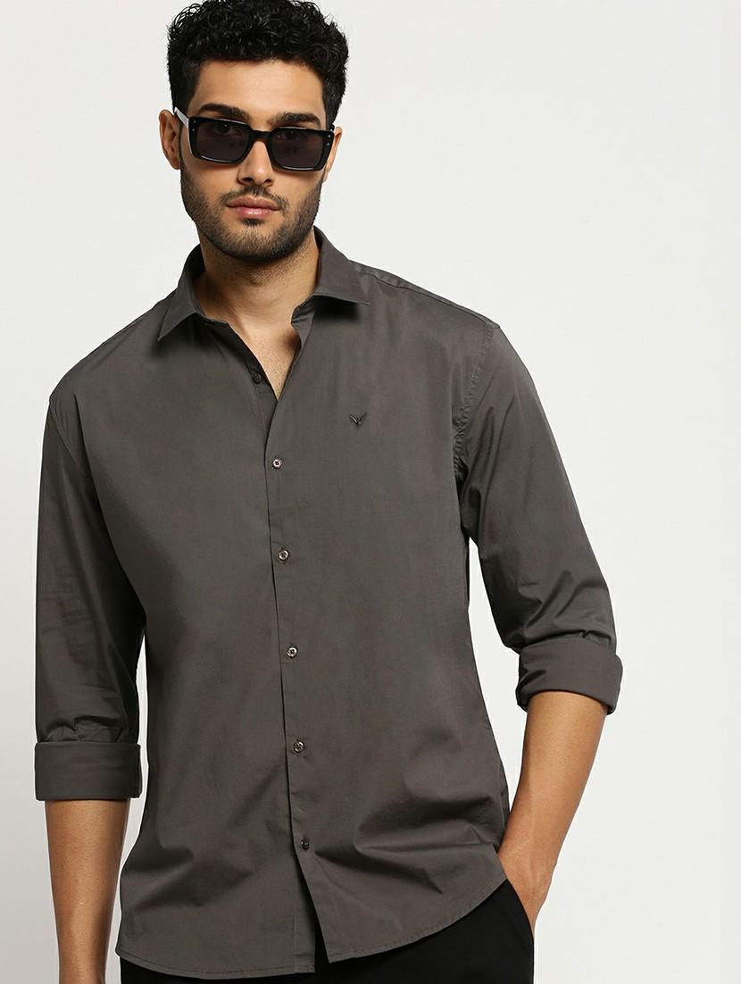 grey cotton blend casual shirt - 20598804 - Standard Image - 3