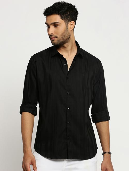 black cotton blend casual shirt - 20598805 -  Standard Image - 0