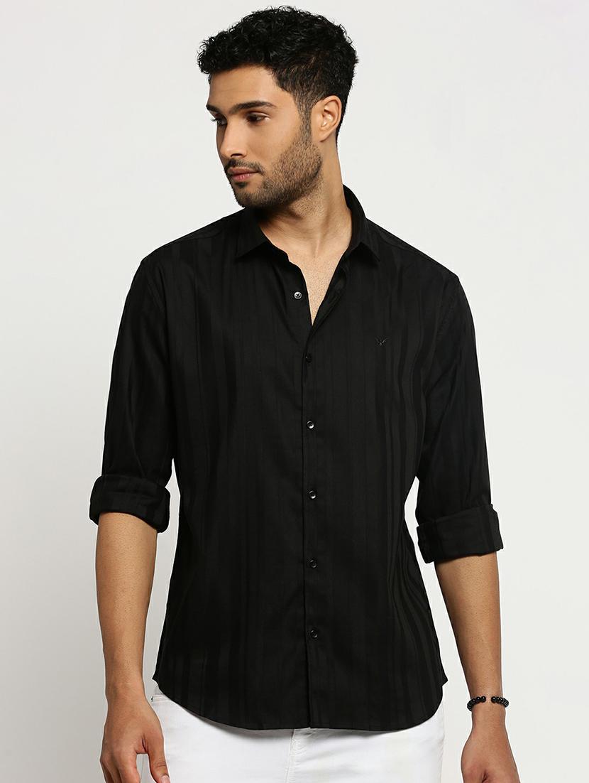 black cotton blend casual shirt - 20598805 -  Zoom Image - 0