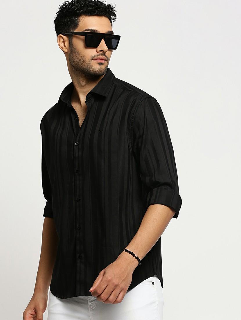black cotton blend casual shirt - 20598805 - Standard Image - 3