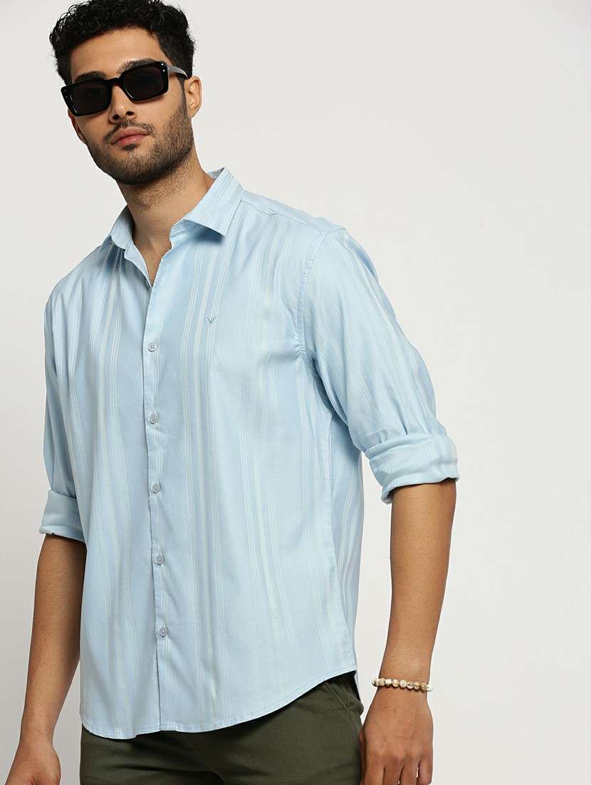 blue cotton blend casual shirt - 20598806 -  Standard Image - 3