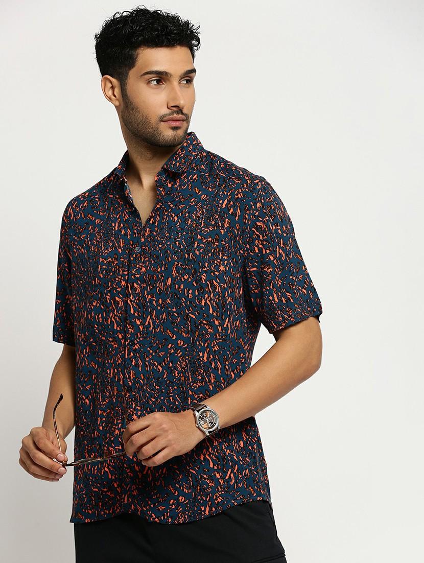 teal cotton blend casual shirt - 20598814 - Standard Image - 3