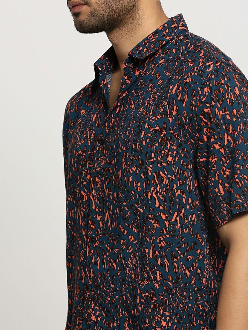 teal cotton blend casual shirt - 20598814 - Standard Image - 5