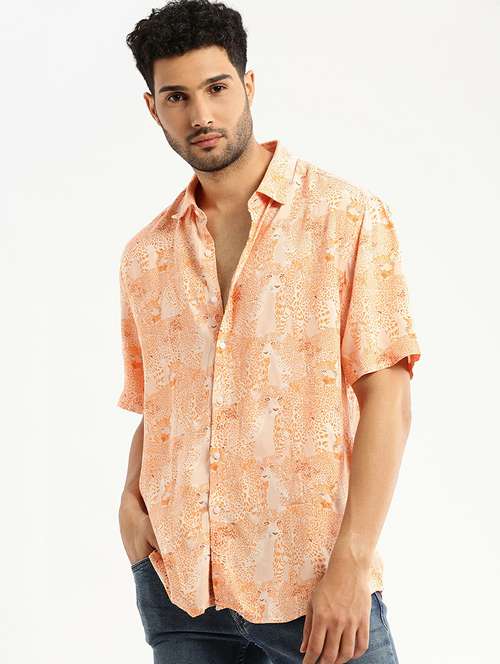 orange cotton blend casual shirt - 20598815 - Standard Image - 0
