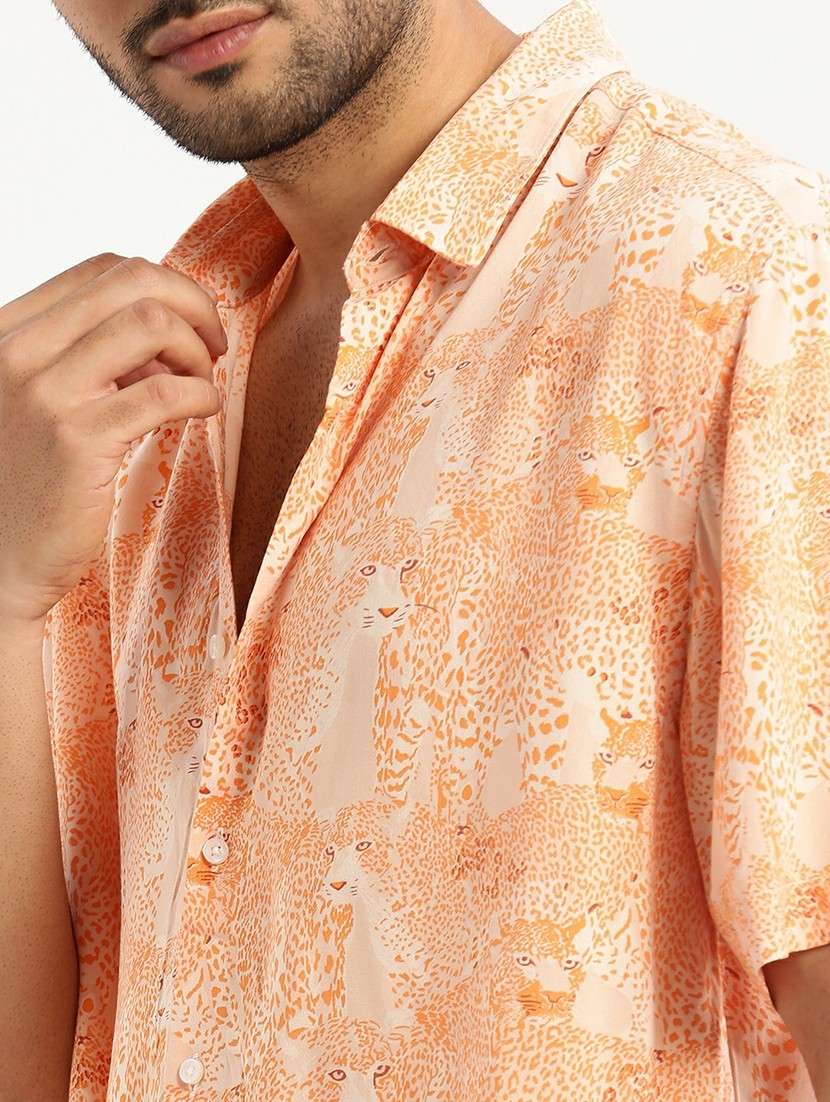 orange cotton blend casual shirt - 20598815 - Standard Image - 5