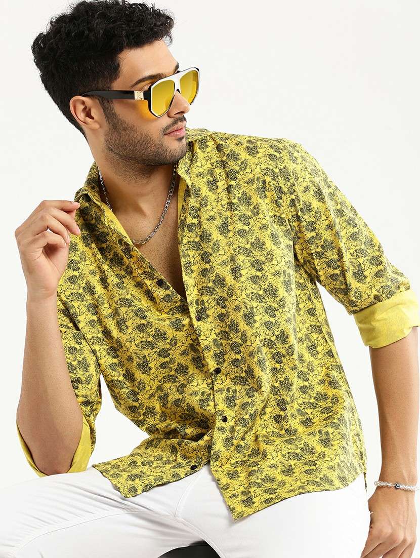 yellow cotton blend casual shirt - 20598820 - Standard Image - 3