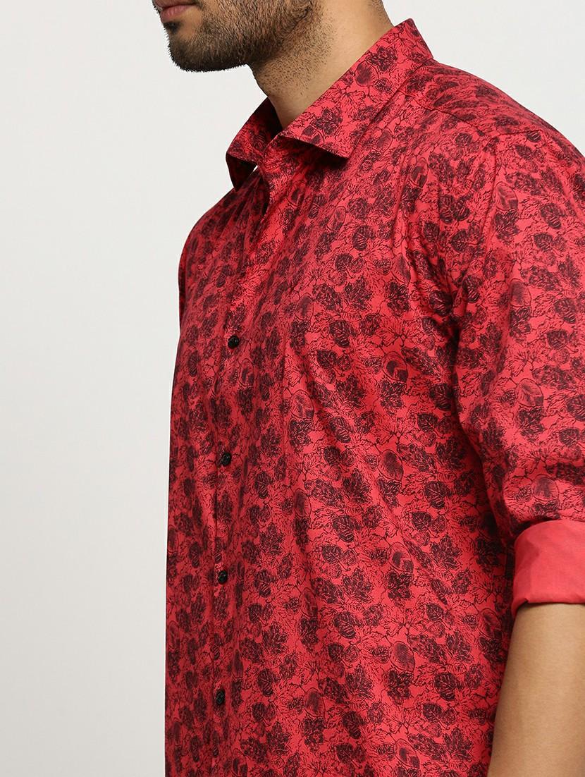 red cotton blend casual shirt - 20598823 - Standard Image - 5