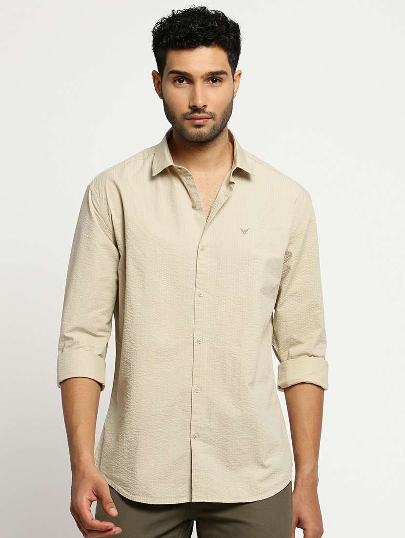 cream cotton blend casual shirt