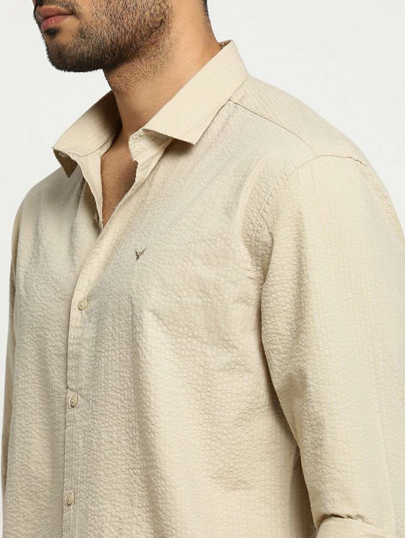 cream cotton blend casual shirt - 20598830 -  Standard Image - 5