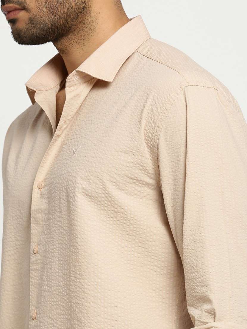 beige cotton blend casual shirt - 20598831 -  Standard Image - 5