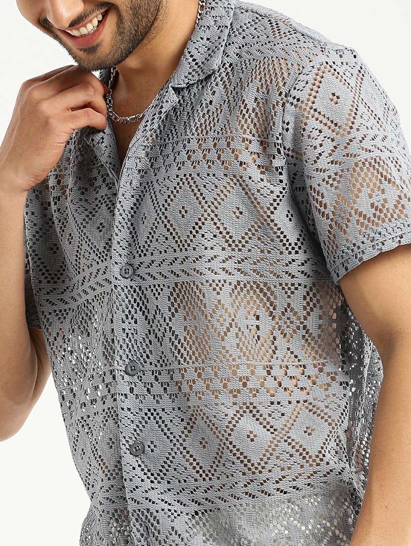 grey cotton blend casual shirt - 20598837 -  Standard Image - 5