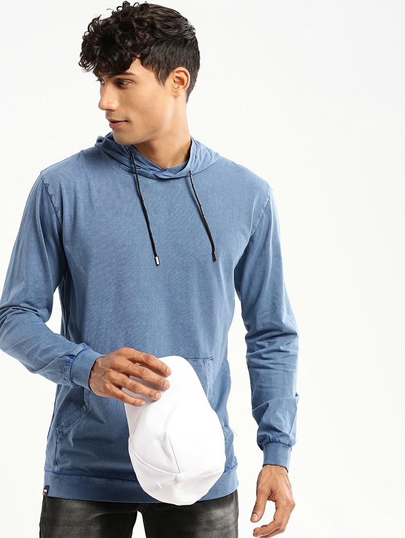 blue cotton blend plain sweatshirt - 20598852 - Standard Image - 3
