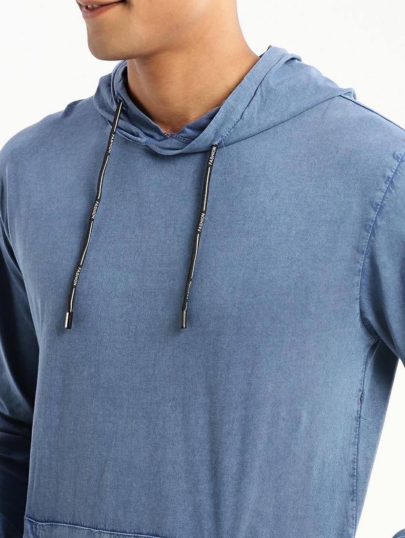 blue cotton blend plain sweatshirt - 20598852 - Standard Image - 5