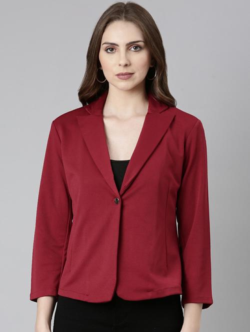 women solid single breasted blazer - 20598857 - Standard Image - 0