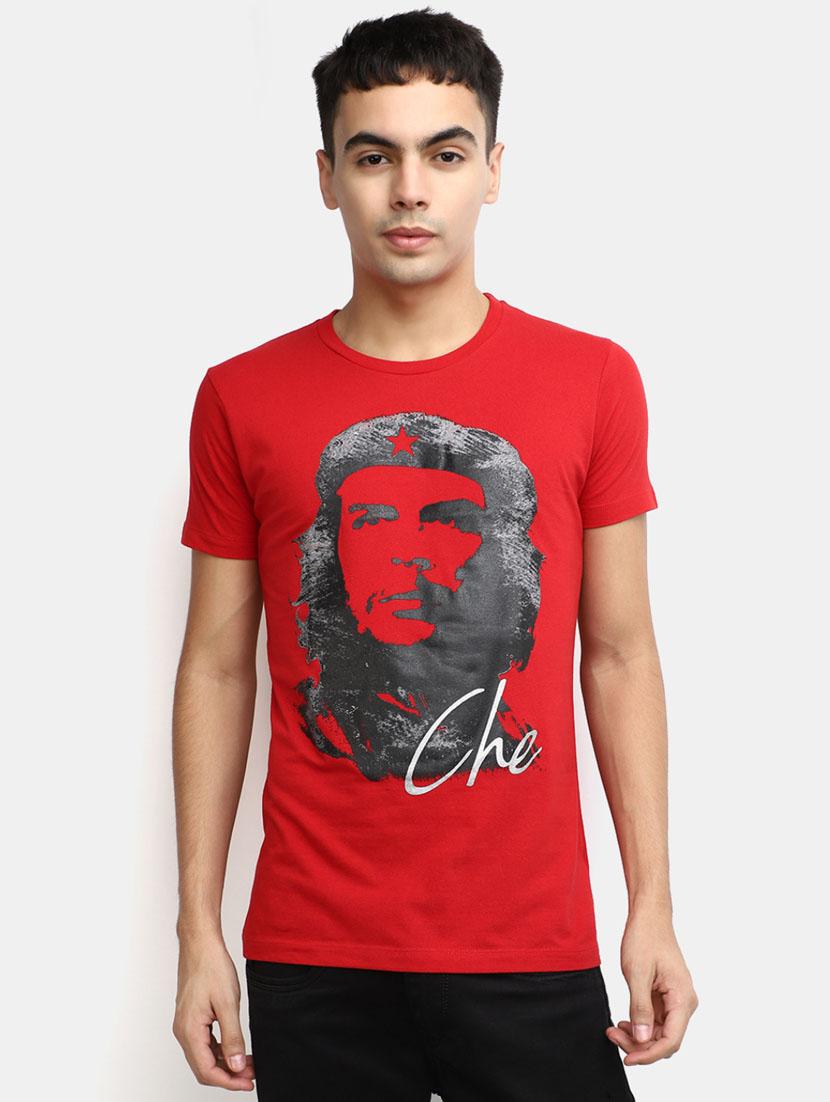 red front printed casual t-shirt - 20599870 -  Zoom Image - 0