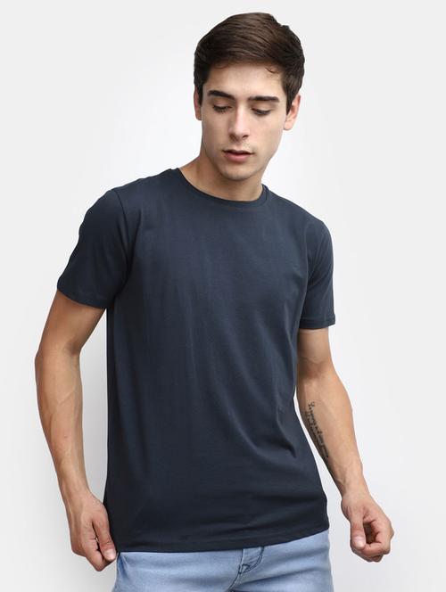 solid steel grey cotton casual t-shirt - 20599939 -  Standard Image - 0