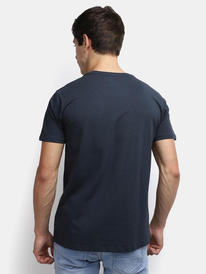 solid steel grey cotton casual t-shirt - 20599939 - Standard Image - 3