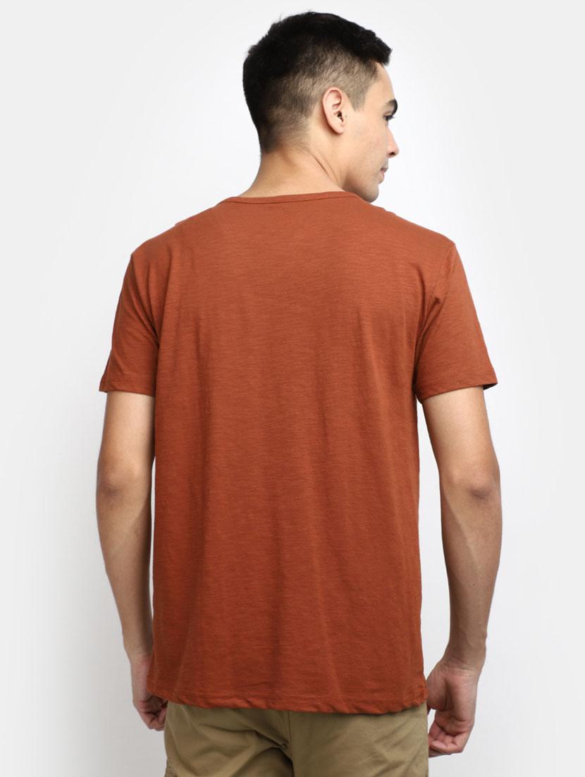 solid rust cotton casual t-shirt - 20599958 - Standard Image - 3