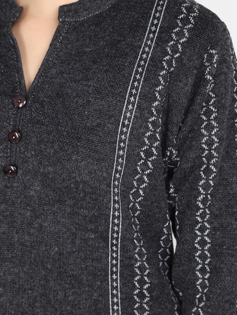 grey self design detailed kurta - 20600120 - Standard Image - 5
