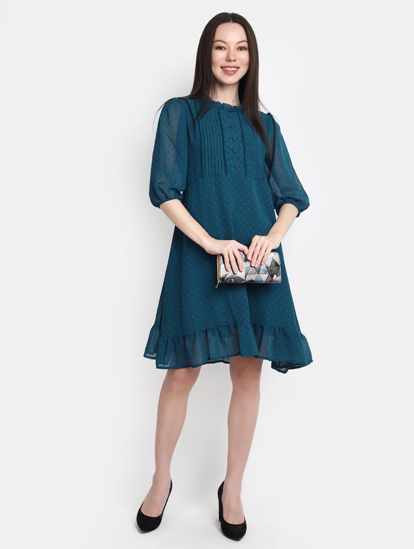 teal georgette a-line dress - 20600125 - Standard Image - 3