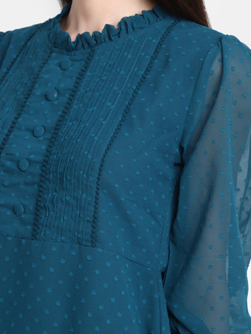 teal georgette a-line dress - 20600125 - Standard Image - 5