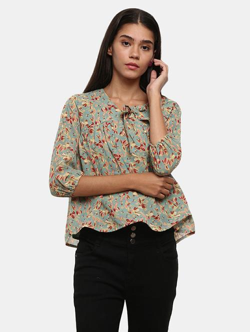 sea green georgette top - 20600139 - Standard Image - 0