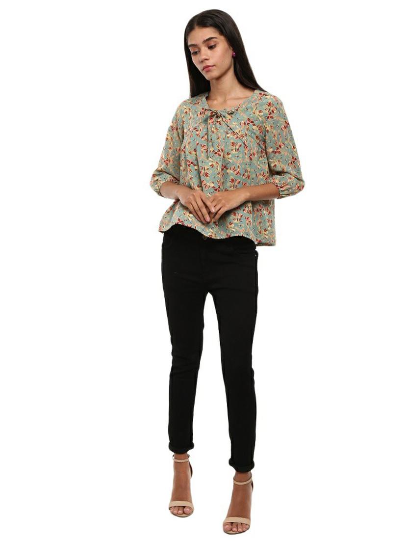 sea green georgette top - 20600139 - Standard Image - 3
