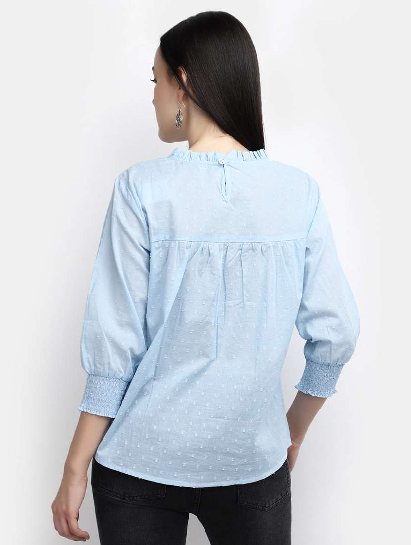 blue cotton a line top - 20600194 -  Standard Image - 3