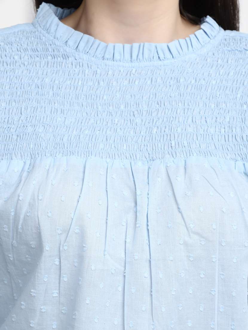 blue cotton a line top - 20600194 -  Standard Image - 5