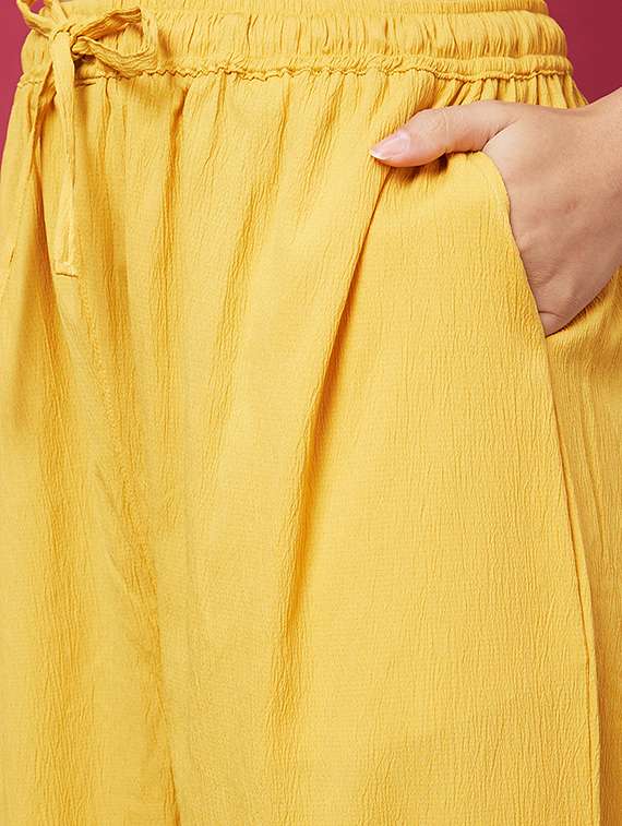 yellow solid top and palazzos co-ord set - 20600238 -  Standard Image - 5