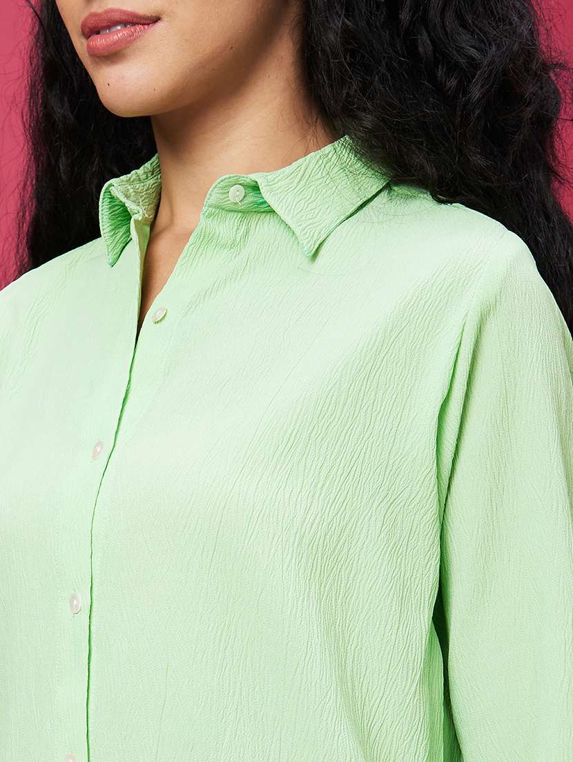 women green polyester shirt and palazzos co-ord set - 20600239 -  Standard Image - 5