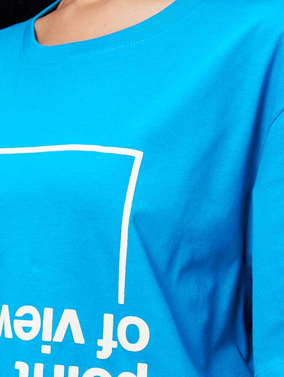 women round neck typographic printed oversized t-shirt - 20600252 -  Standard Image - 3