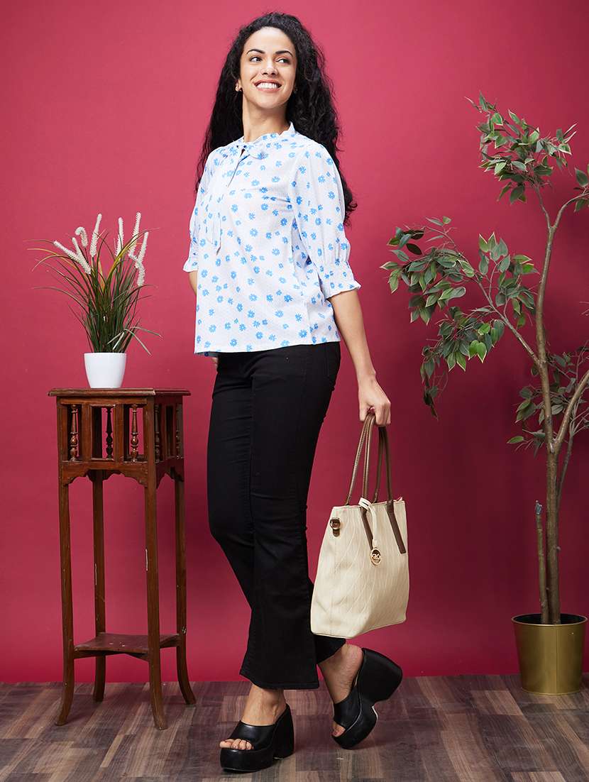 white floral printed regular top - 20600255 -  Standard Image - 3