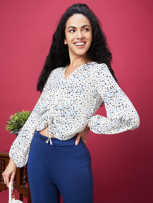 white printed regular top - 20600263 - Standard Image - 0