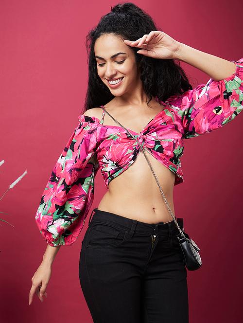 pink printed crop top - 20600266 -  Standard Image - 0