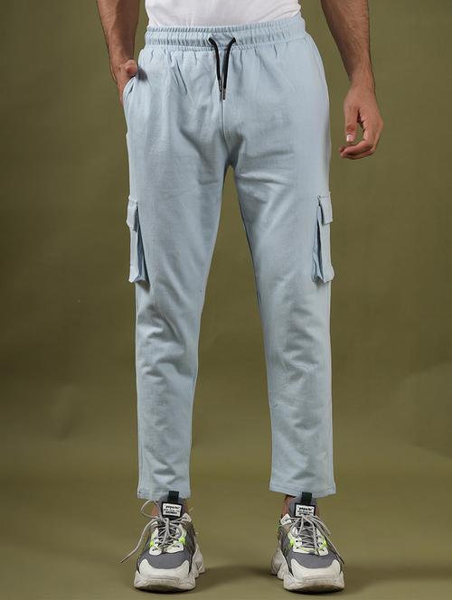 men purist blue solid ankle length track pants - 20600812 - Standard Image - 0