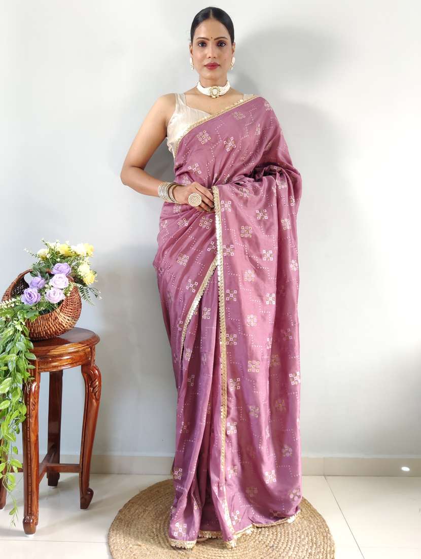 women bandhani printed saree with blouse - 20601254 -  Zoom Image - 0