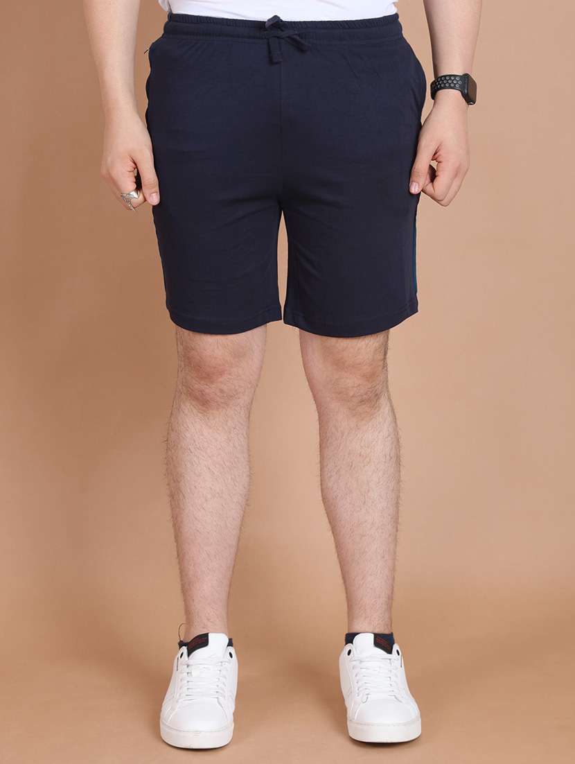 men navy blue side taped bermuda shorts