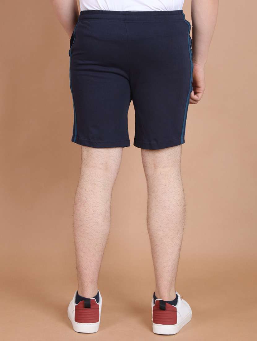 Men Navy Blue Side Taped Bermuda Shorts - 20601354 -  Standard Image - 3